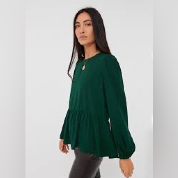 POMANDER PLACE Hunter Green Carlota Peplum Blouse - XXL - Picture 2 of 9